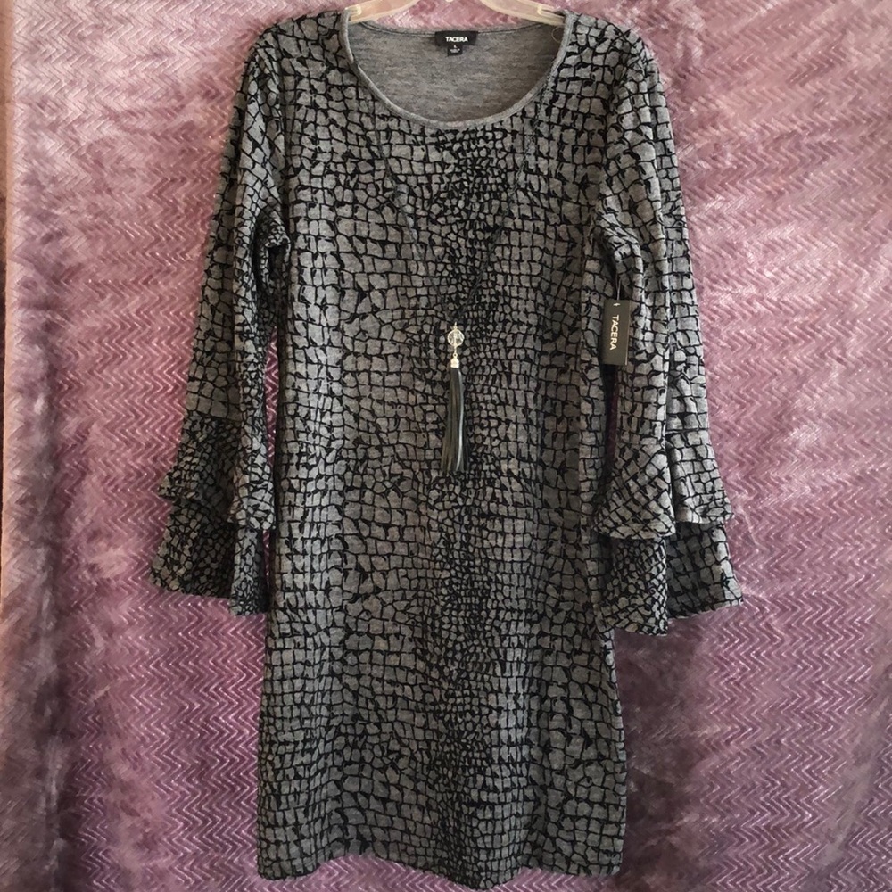 Stylish dress with Double Bell Sleeves! New!